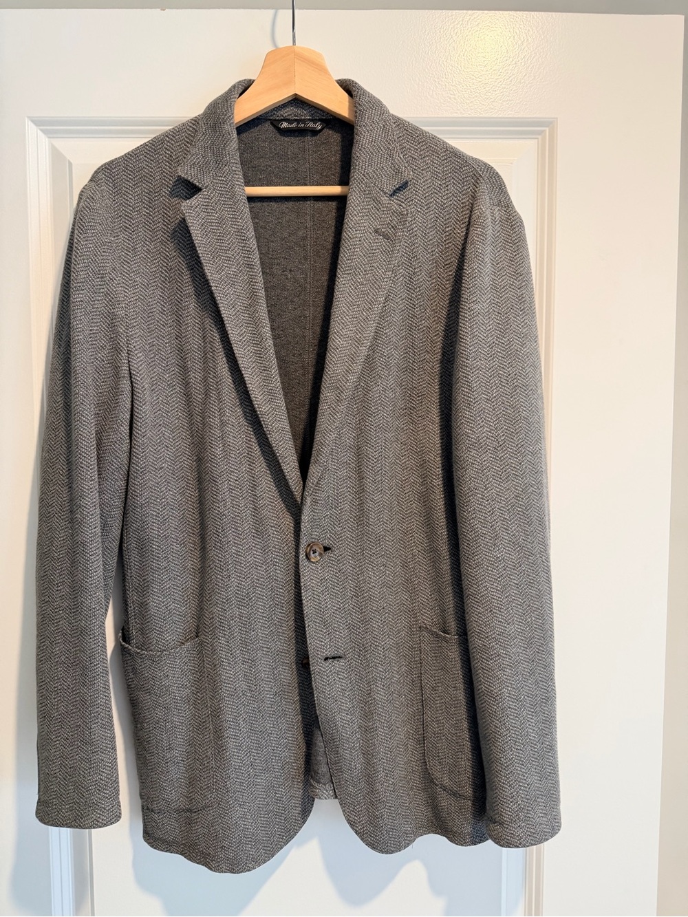 Jack Victor Men's Grey Herringbone Knit Blazer